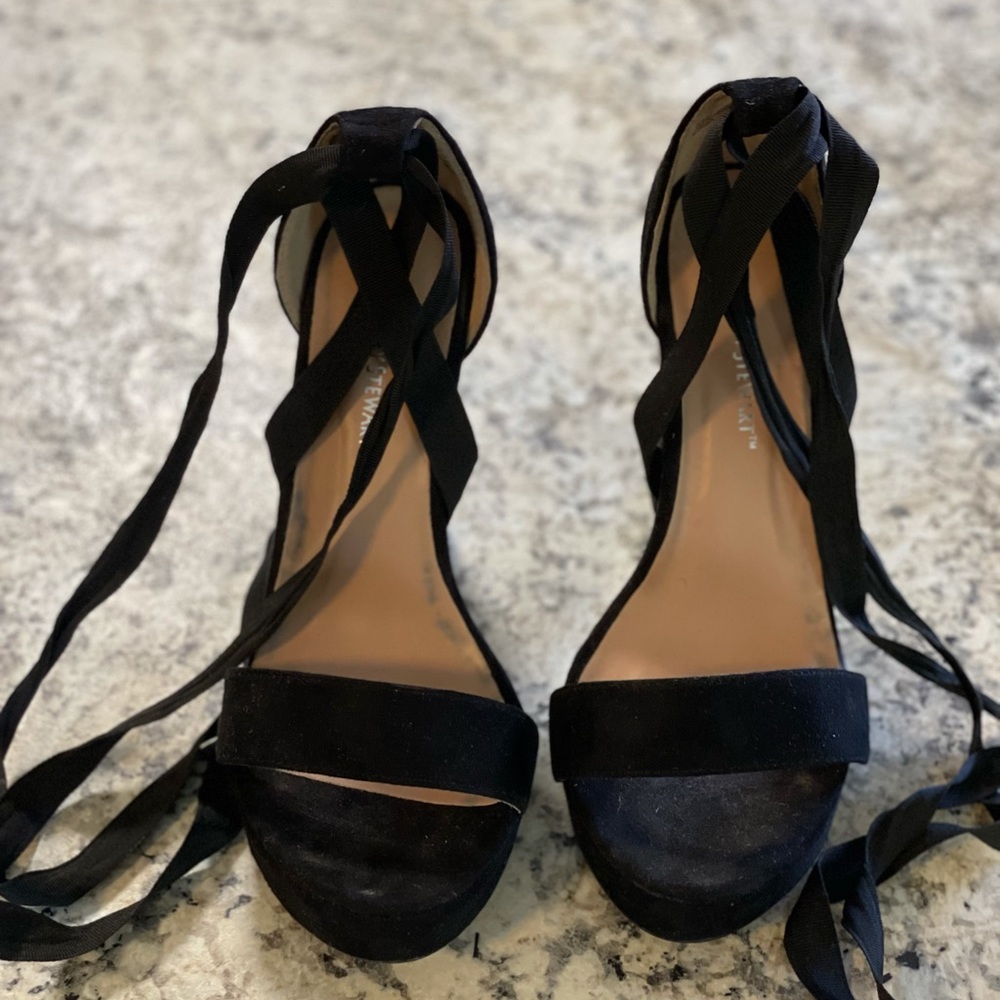Ashley Stewart Wide Suede chunky heel
